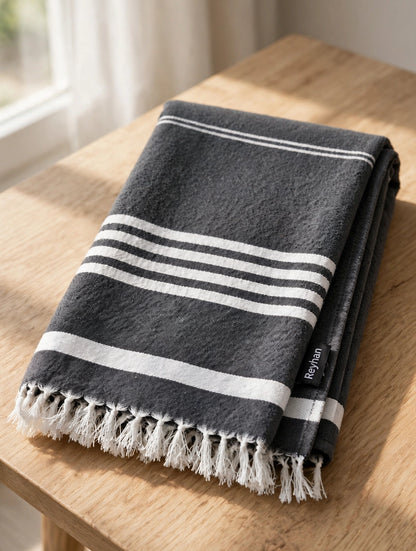 CHARCOAL - Turkish Cotton Beach/Gym/Salon/Vacation Towel