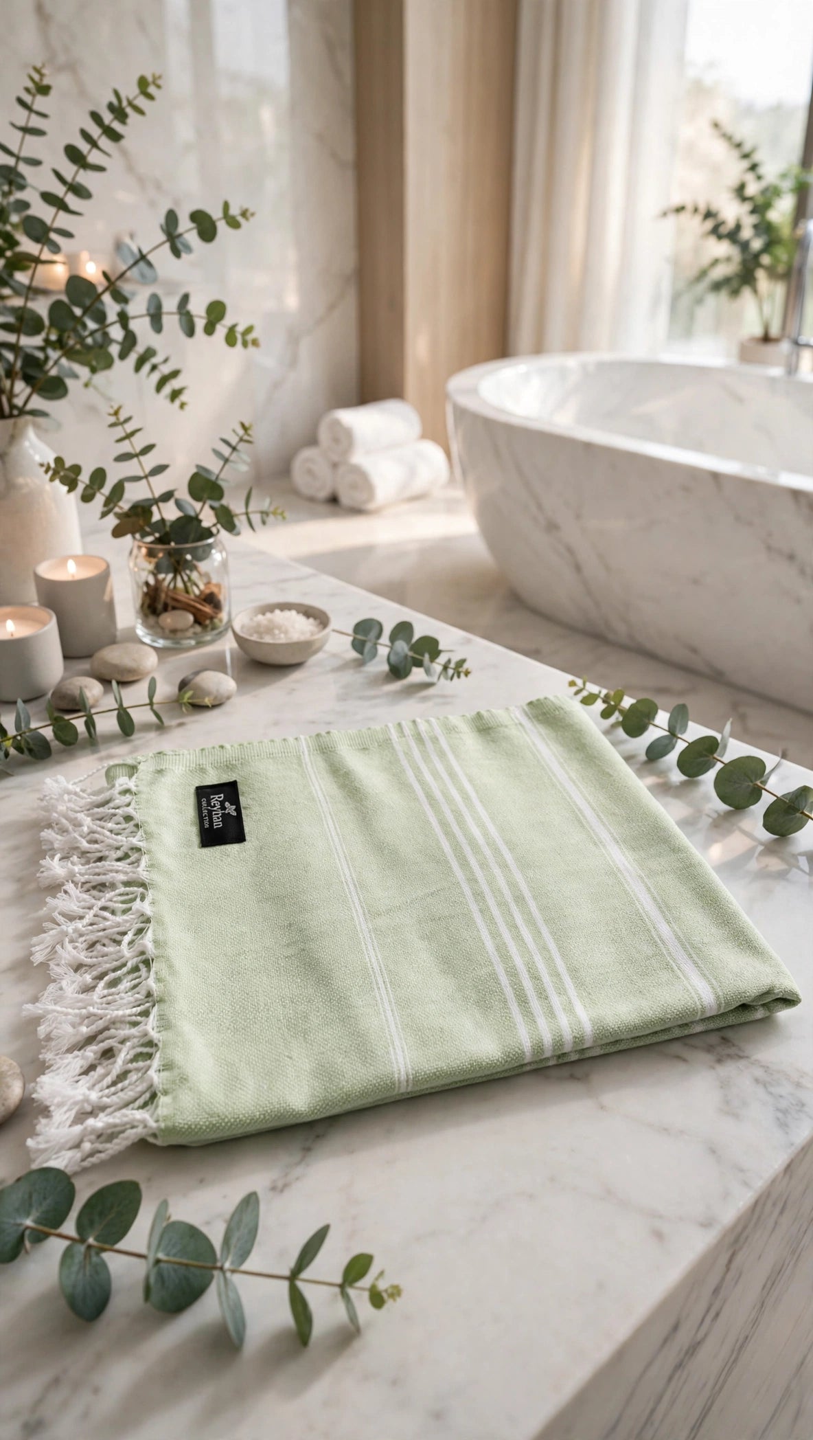 Basil Green - Turkish Cotton Beach/Gym/Salon/Vacation Towel